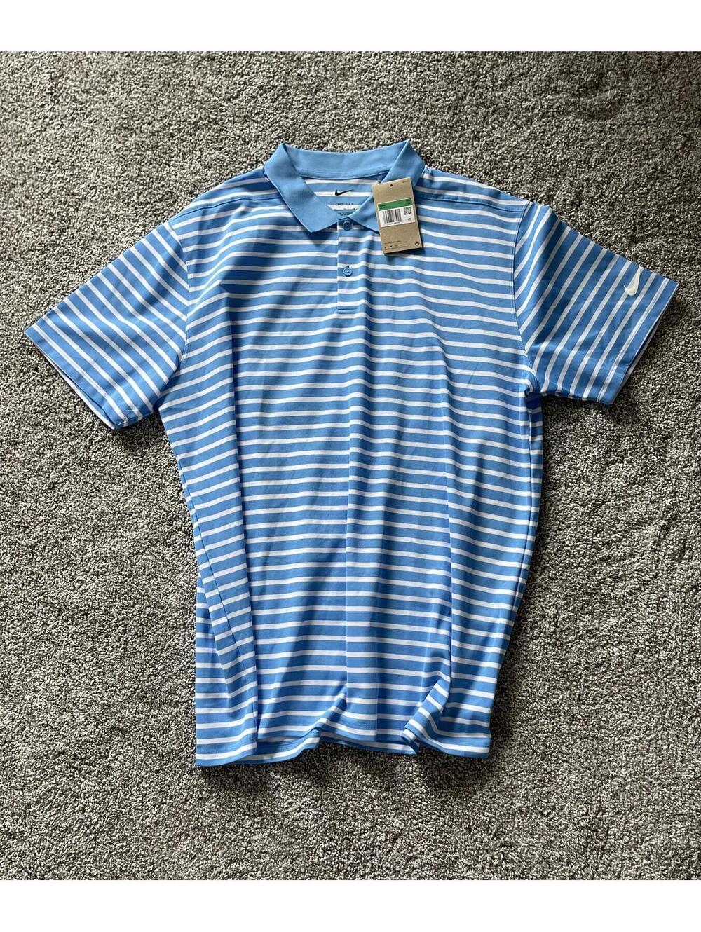 Nike Dri-FIT Golf Polo Shirt XL Blue White Striped NWT